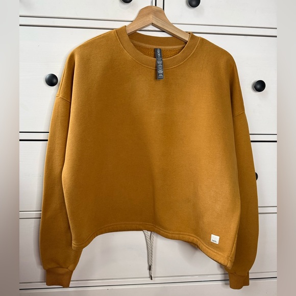 Vuori Restore Sweatshirt Women XS Crewneck Pullover Cropped Draw-string hem gold - Picture 5 of 16